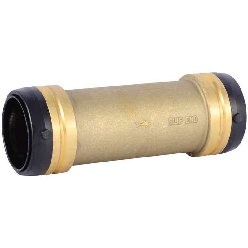 SharkBite 2 x 2 in Slip Coupling, Push-to-Connect Brass Plumbing Fitting, UXL0654 - Image 1